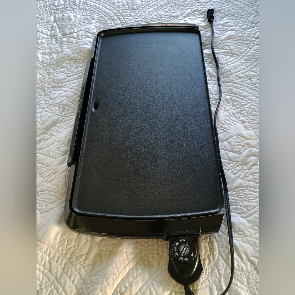 Presto Cool Touch Electric Griddle W/ Cover, Drip Tray & Adjustable Temp